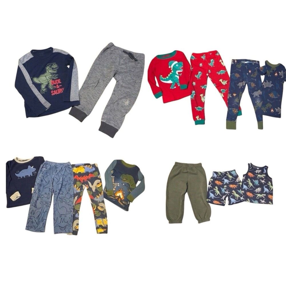 4T Pajama Boys Lot Set Sz 4 Cozy Sleepwear Lounge Outfit Flaw minor wear 13 pc